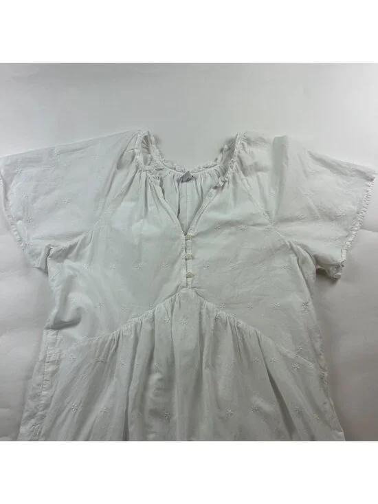 Old Navy White Cotton Eyelet Babydoll Mini Dress L - Picture 2 of 8